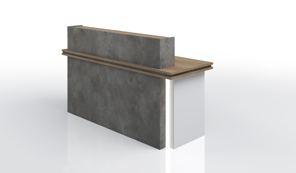 ‘Spiro’ 6 Feet Reception Desk In Stone Gray Finish