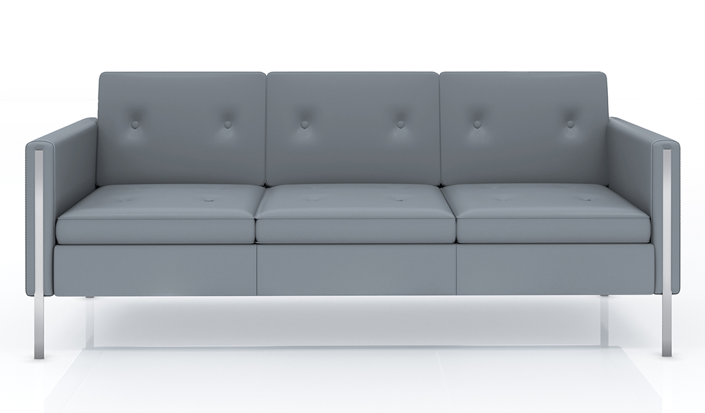 ‘Yugo’ Three Seater Sofa In Gray PU Leather