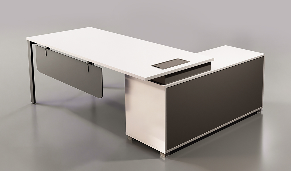 ‘Lido’ 5 Feet Office Table In Warm White & Gray