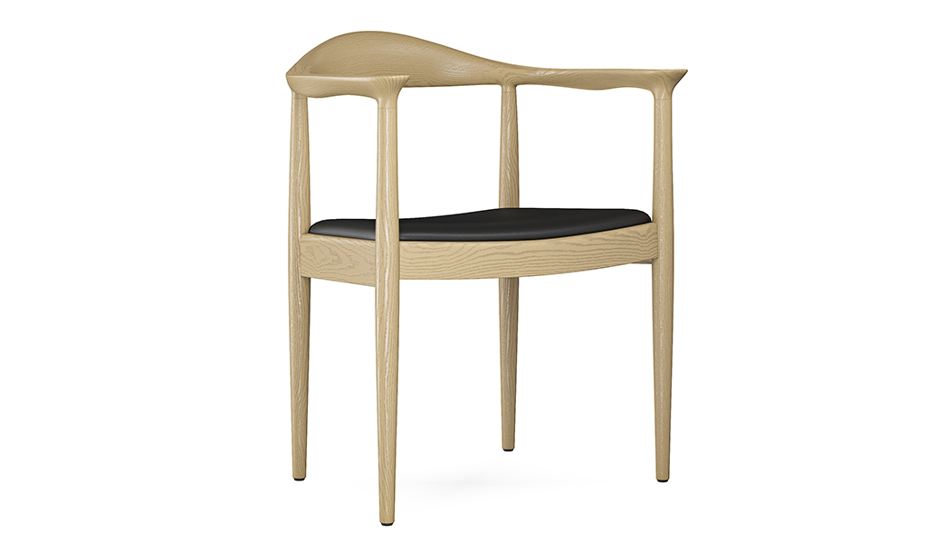 ‘Balence’ Cafeteria Chair With Arms In White Ash Wood